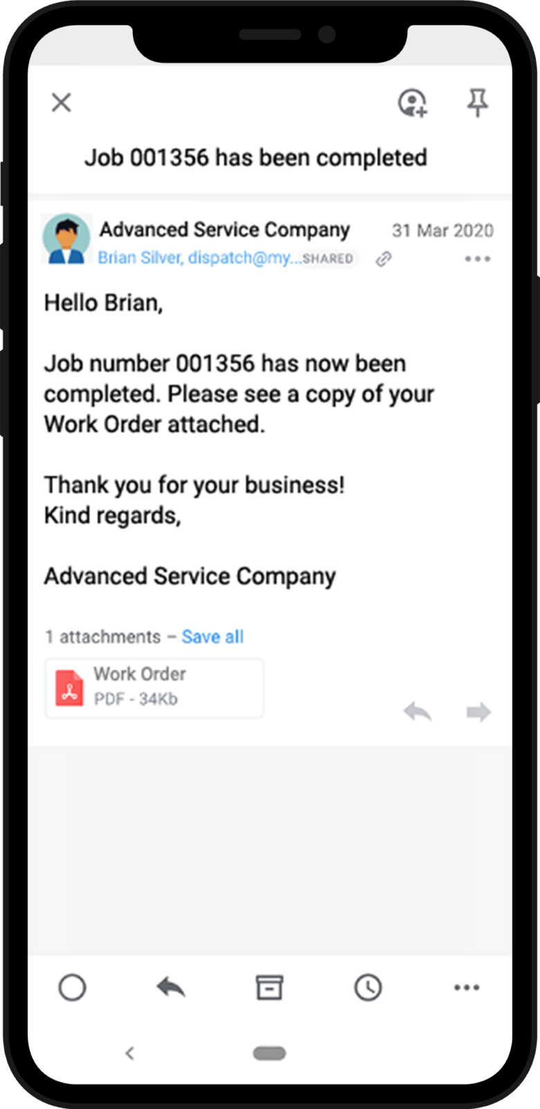 Notification receipt mobile