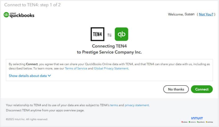 Connecting to QuickBooks