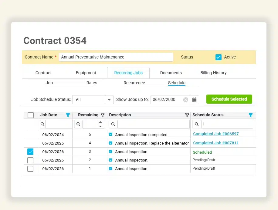 Service Contract Recurring Scheduling