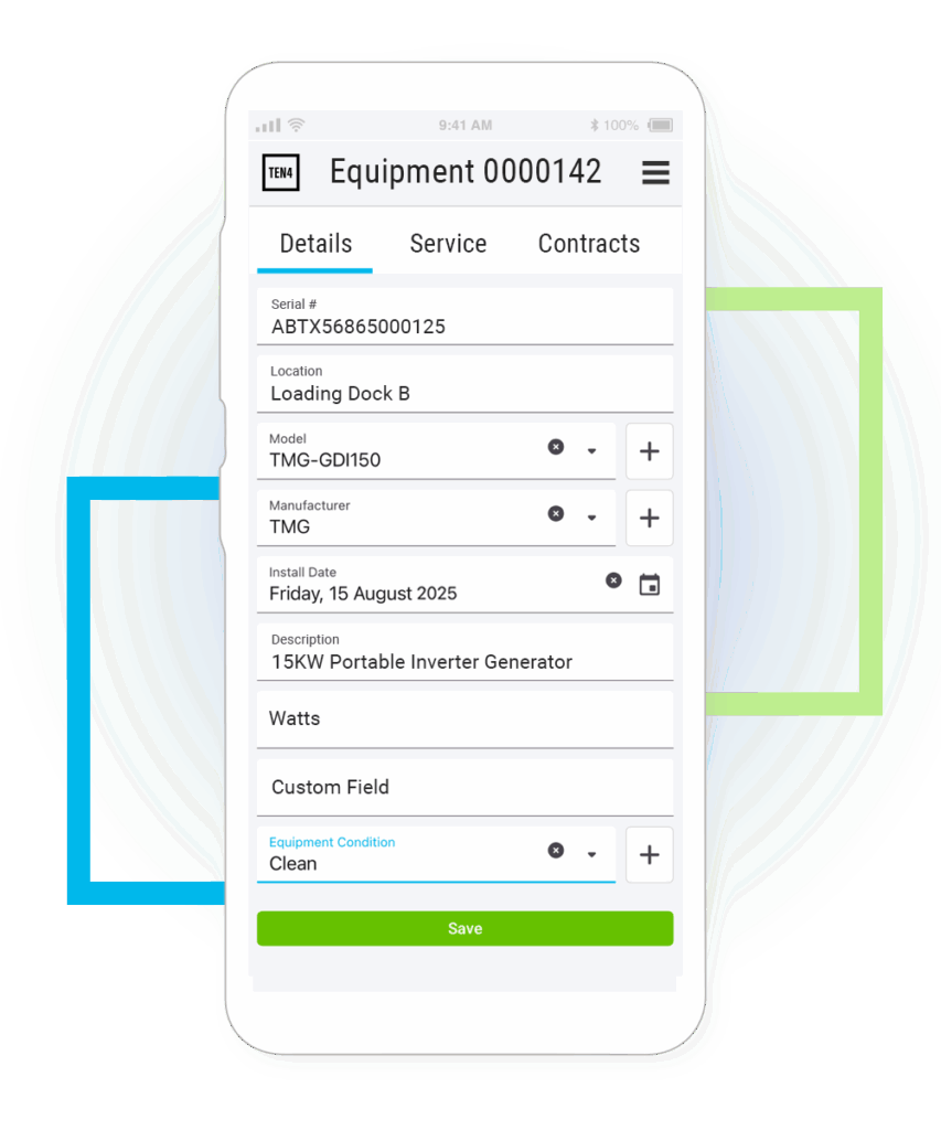 Equipment Asset on mobile device