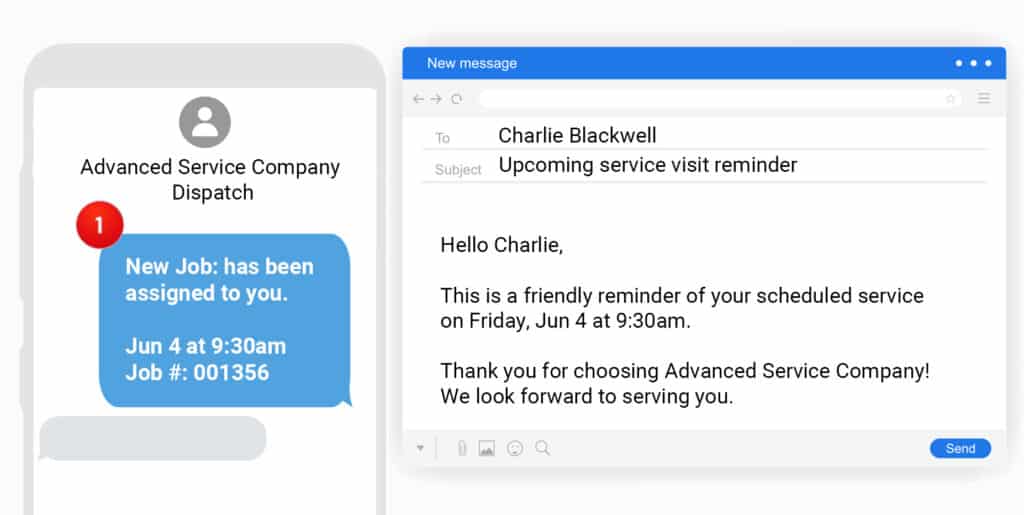 Service dispatch alerts and notifications